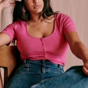 Sézane Milo Short Sleeve Top Pink